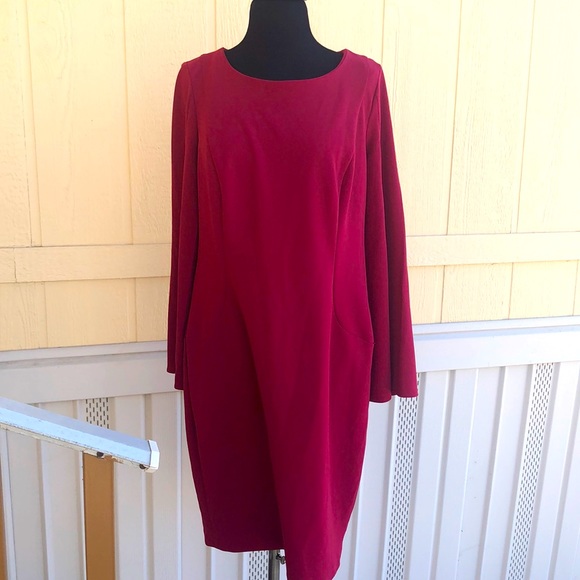 Beautiful Red CALVIN KLEIN Dress Size 14 - Picture 1 of 14